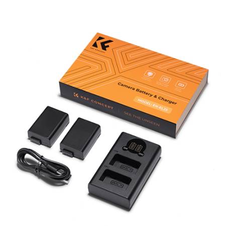 K&F Concept KF28.0031 - zestaw, 2x zamiennik akumulatora EN-EL25, ładowarka dwukanałowa_Zawartość zestawu_2